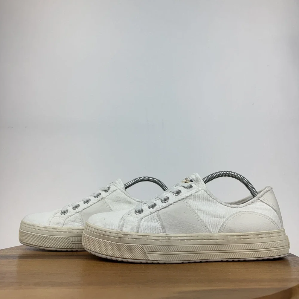 New Womens Blowfish Malibu Super Smile White Patchwork Platfrom Sneakers Size 10